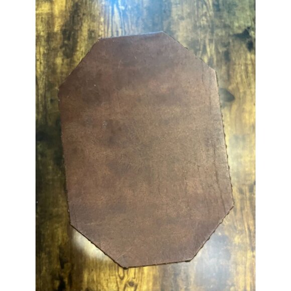 Studded Octagon Faux Leather Storage Box With Lid - Vintage-Inspired Decorative - Picture 6 of 16